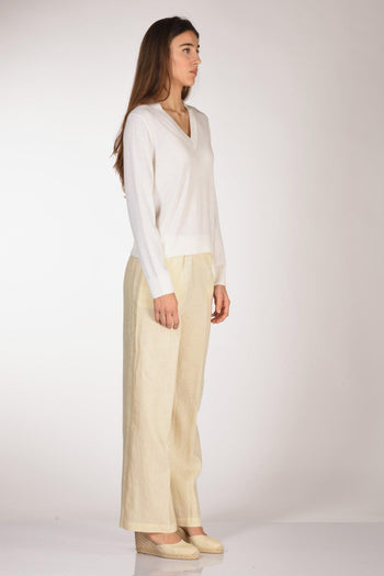 Maglia V Bianco Donna - 4