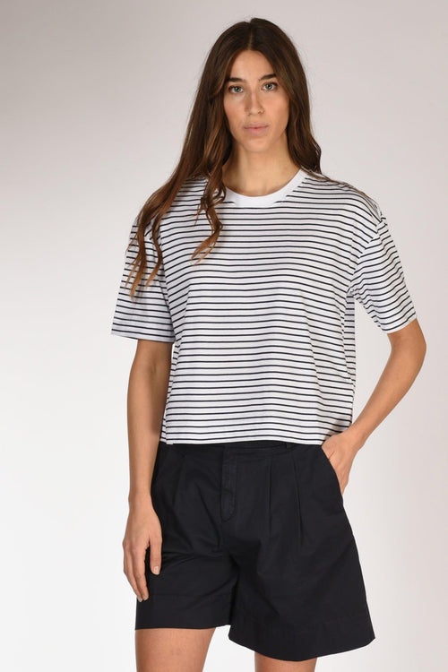 Maglia Rigata Bianco/blu Donna