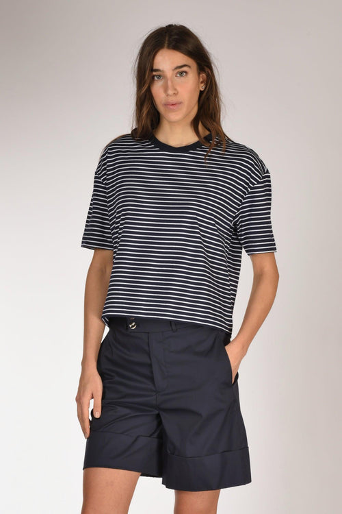 Maglia Rigata Blu/bianco Donna