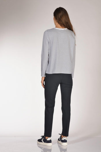 Maglia Rigata Bianco/blu Donna - 5