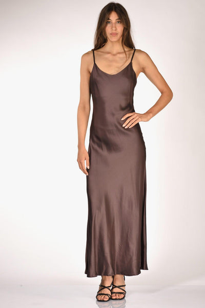 Abito Lungo Marrone Donna
