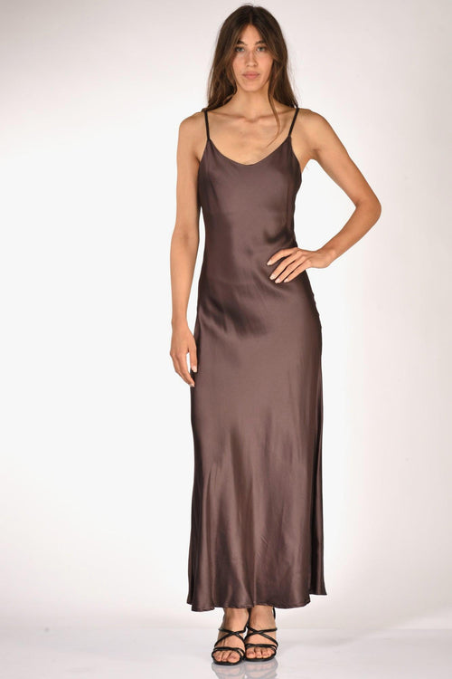 Abito Lungo Marrone Donna