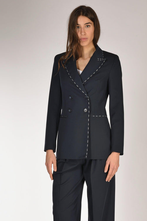 Giacca Impuntura Blu Donna