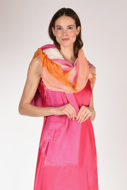 Sciarpa Stampata Fucsia/arancio Donna