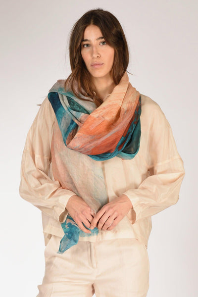 Sciarpa Stampata Azzurro/rosa/verde Donna