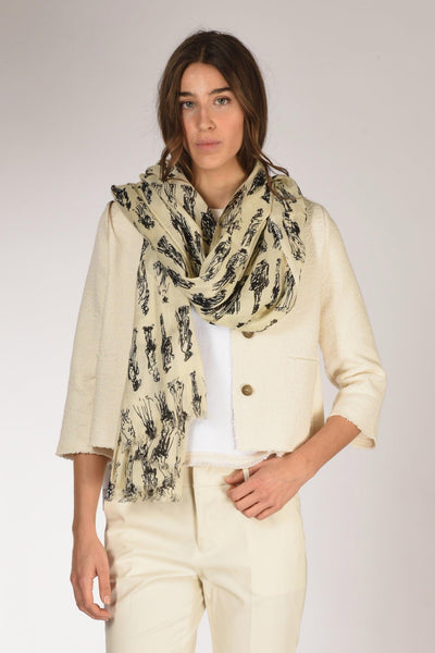 Sciarpa Stampata Bianco/nero Donna