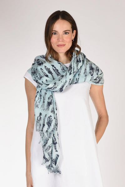 Sciarpa Stampata Azzurro/nero Donna