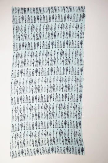 Sciarpa Stampata Azzurro/nero Donna - 3