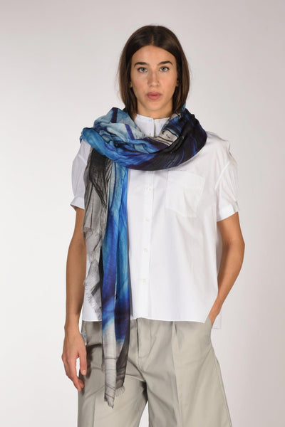 Sciarpa Stampata Blu/ner/bco Donna