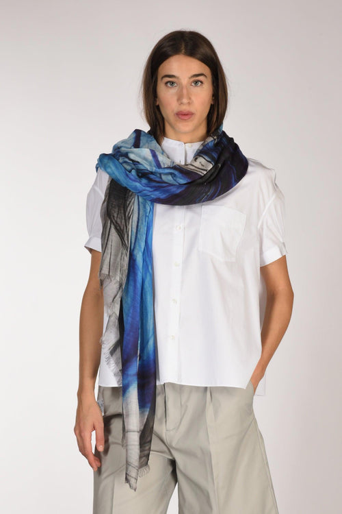 Sciarpa Stampata Blu/ner/bco Donna