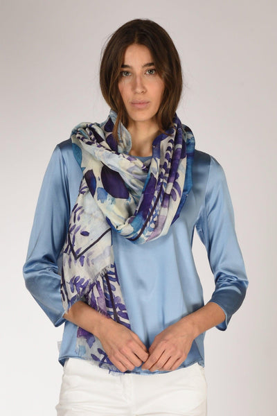 Sciarpa Stampata Bianco/blu Donna