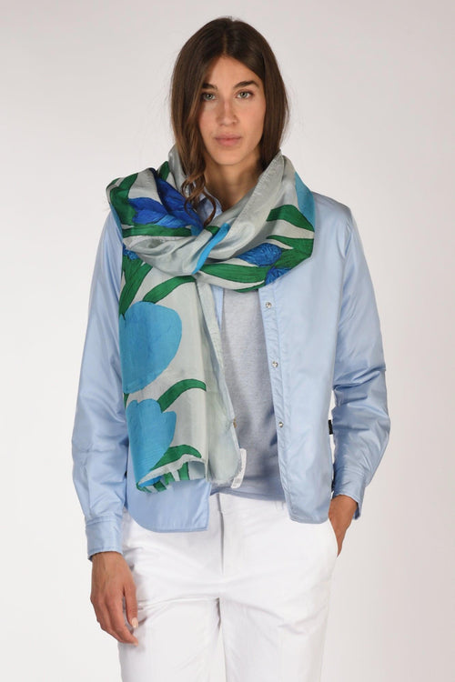 Sciarpa Stampata Blu/verde/bianco Donna
