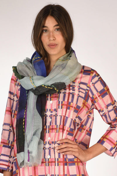 Sciarpa Stampata Azzurro/viola Donna