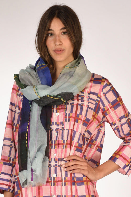 Sciarpa Stampata Azzurro/viola Donna