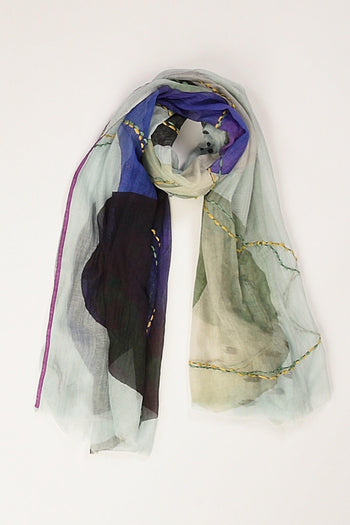 Sciarpa Stampata Azzurro/viola Donna - 2