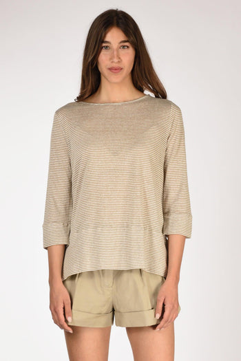 Tshirt Rigata Beige/bianco Donna - 2
