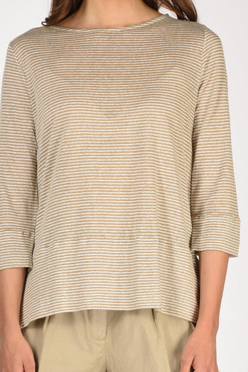 Tshirt Rigata Beige/bianco Donna - 3