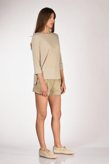 Tshirt Rigata Beige/bianco Donna - 4