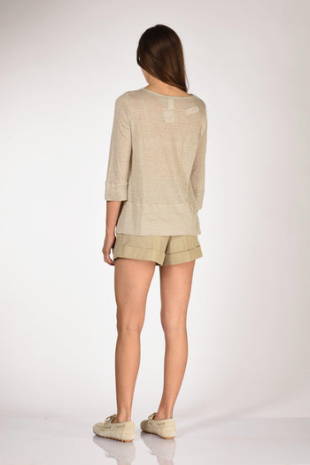 Tshirt Rigata Beige/bianco Donna - 5