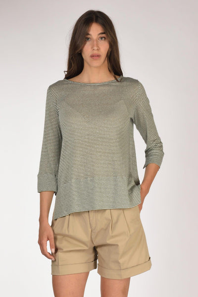 Tshirt Rigata Verde/bianco Donna