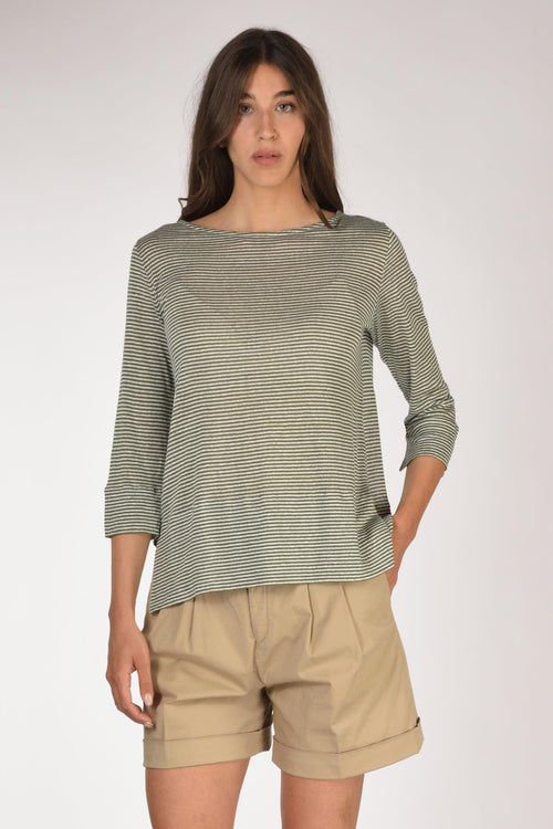 Tshirt Rigata Verde/bianco Donna