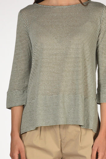 Tshirt Rigata Verde/bianco Donna - 3