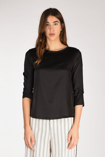 Tshirt Seta Nero Donna - 2
