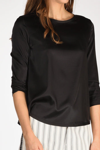 Tshirt Seta Nero Donna - 4