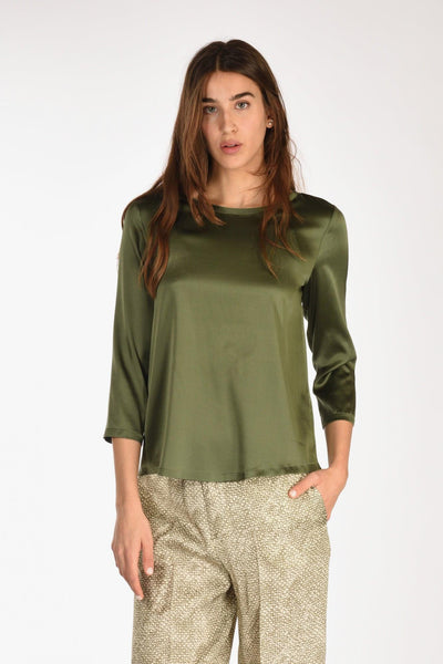 Tshirt Seta Verde Donna