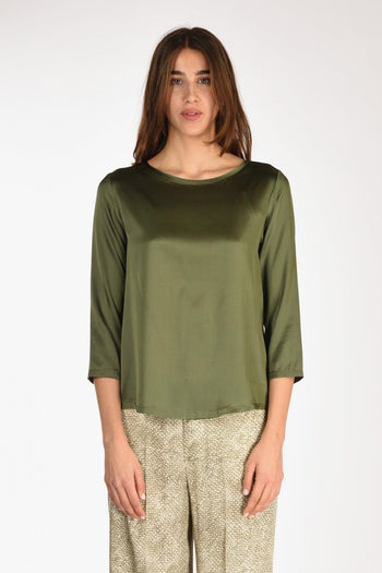 Tshirt Seta Verde Donna - 2