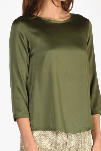 Tshirt Seta Verde Donna - 3