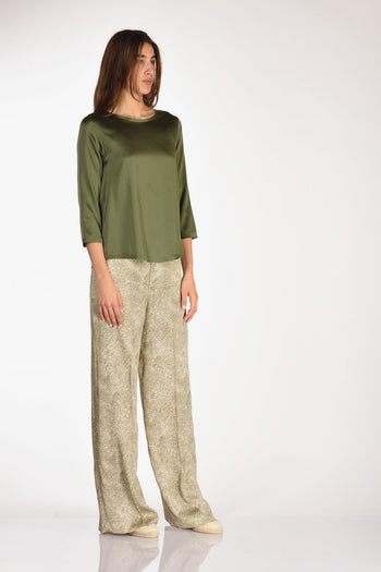 Tshirt Seta Verde Donna - 4