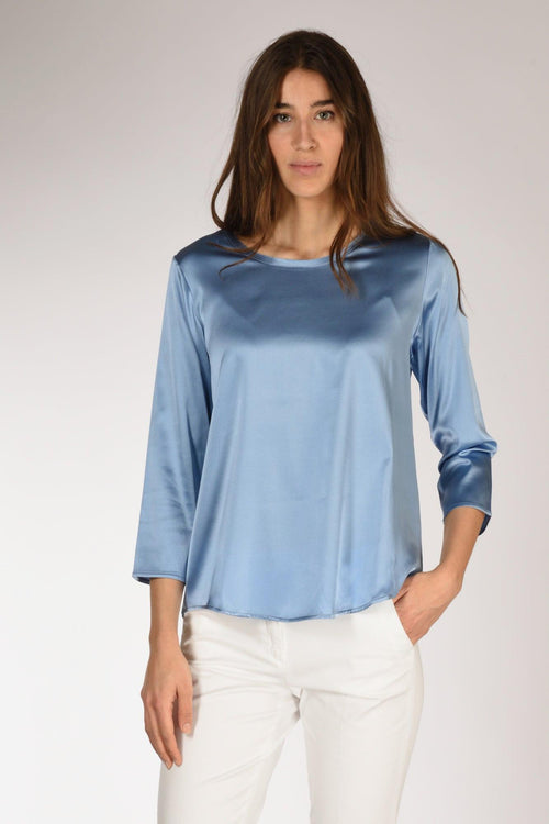Tshirt Seta Azzurro Scuro Donna