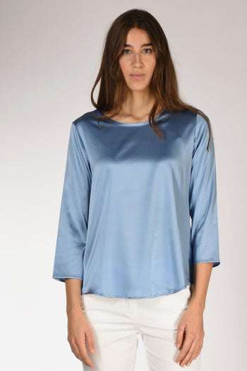 Tshirt Seta Azzurro Scuro Donna - 2