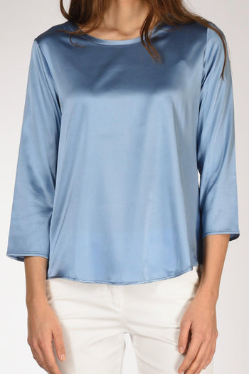 Tshirt Seta Azzurro Scuro Donna - 3
