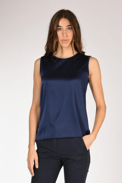 Canotta Seta Blu Donna