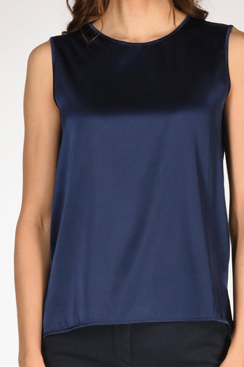Canotta Seta Blu Donna - 3