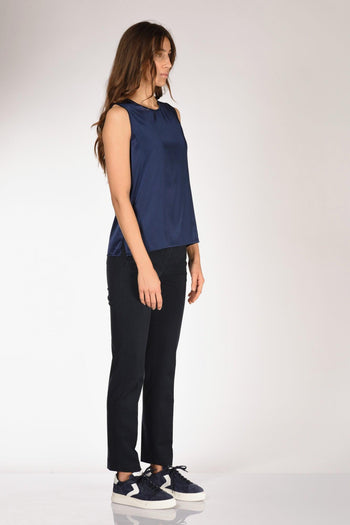Canotta Seta Blu Donna - 4