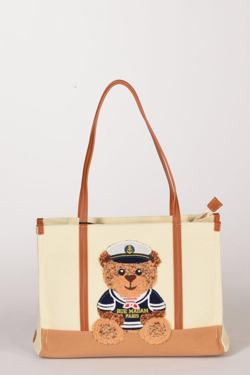 Paris Borsa Orso Beige/bianco Donna