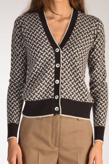 Cardigan Marrone/beige Donna - 3