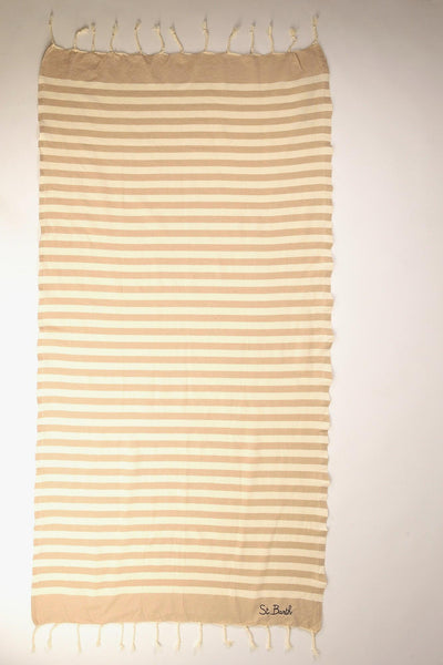 Saint Barth Telo Mare Foutas Beige/bianco Donna
