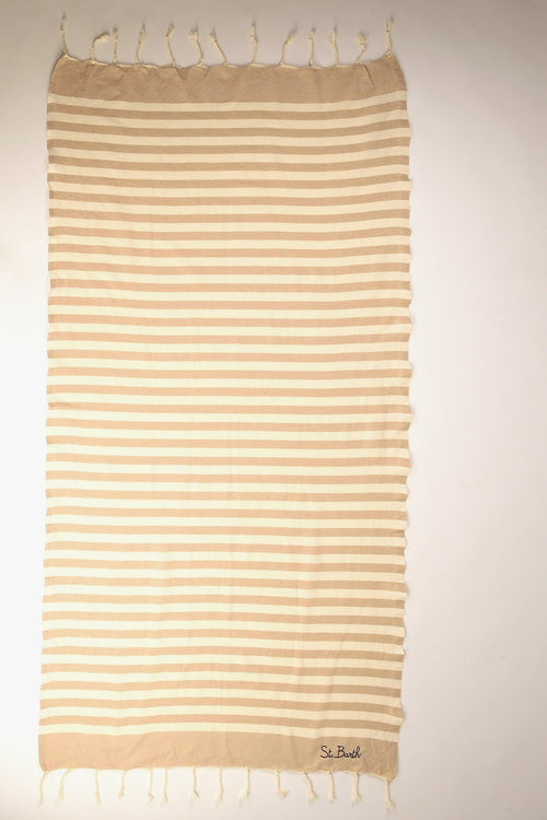 Saint Barth Telo Mare Foutas Beige/bianco Donna