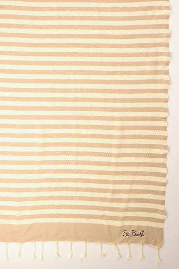 Saint Barth Telo Mare Foutas Beige/bianco Donna - 2