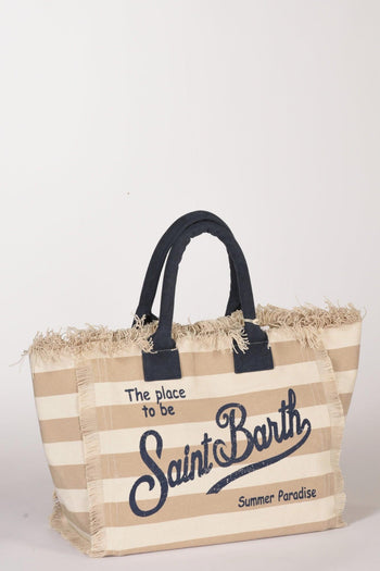 Saint Barth Borsa Vanity Beige/bianco/blu Donna - 5