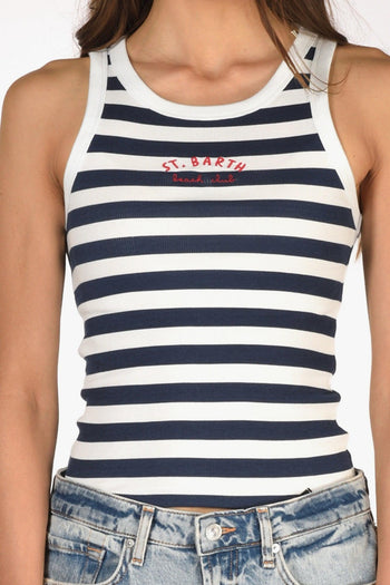 Saint Barth Canotta Ada Blu/bianco Donna - 3