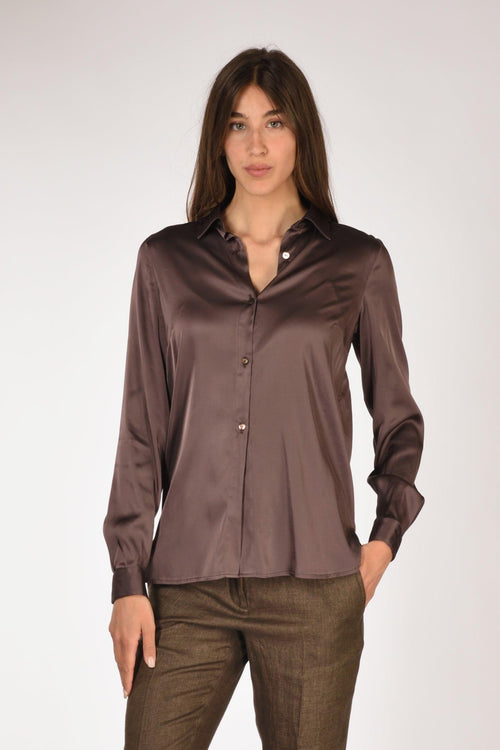 Camicia Colletto Marrone Donna