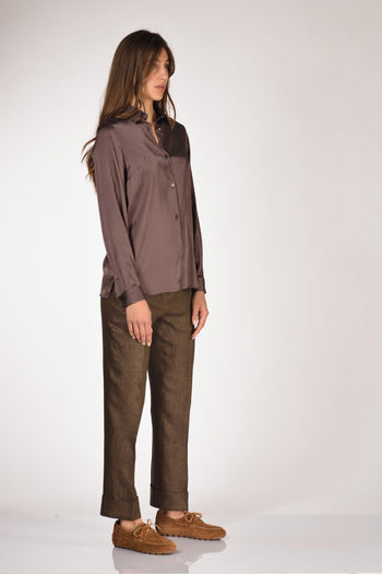 Camicia Colletto Marrone Donna - 4