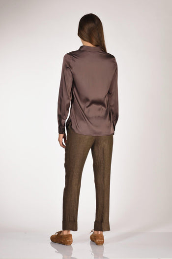 Camicia Colletto Marrone Donna - 5