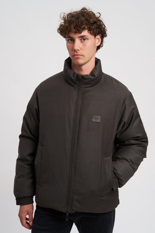 Piumino reversibile in twill misto lana