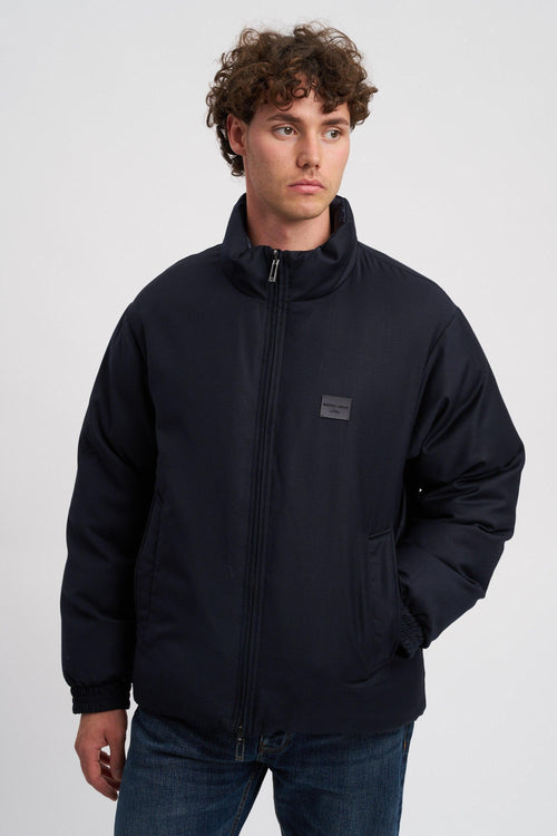 Piumino reversibile in twill misto lana